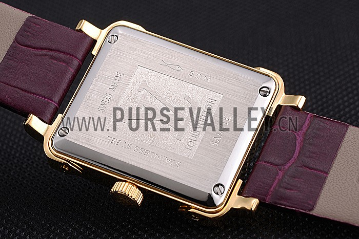 Louis Vuitton Emprise Purple Dial Gold Case Purple Leather Strap 622787