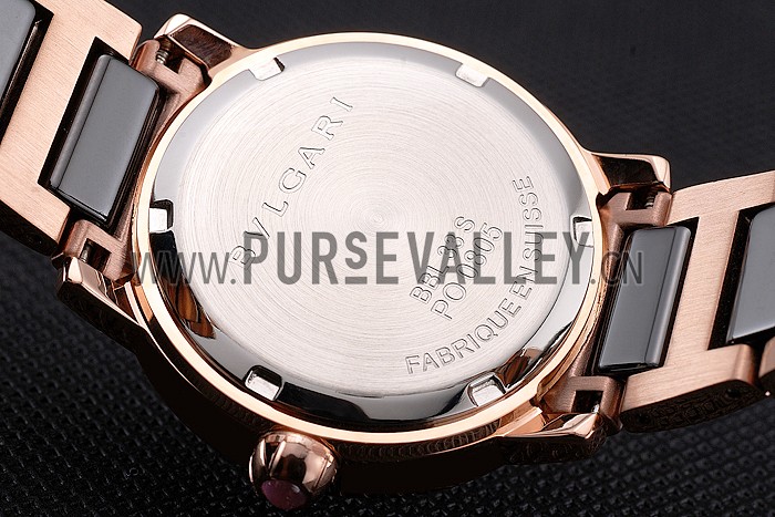 Bvlgari Bvlgari Black Dial Gold Case Diamond Bezel Two Tone Bracelet