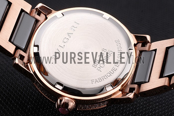 Bvlgari Bvlgari Black Dial Jewel Hourmarks Gold Case Diamond Bezel Two Tone Bracelet