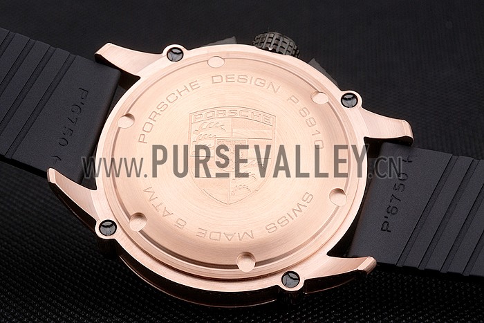 Porsche Design Indicator Black Dial Gold Case Black Rubber Strap