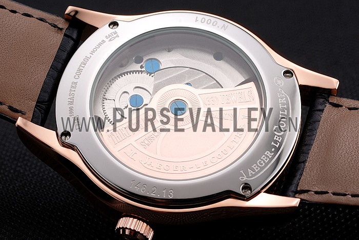 Jaeger LeCoultre Master Moonphase Tourbillon Black Dial Rose Gold Case Black Leather Strap
