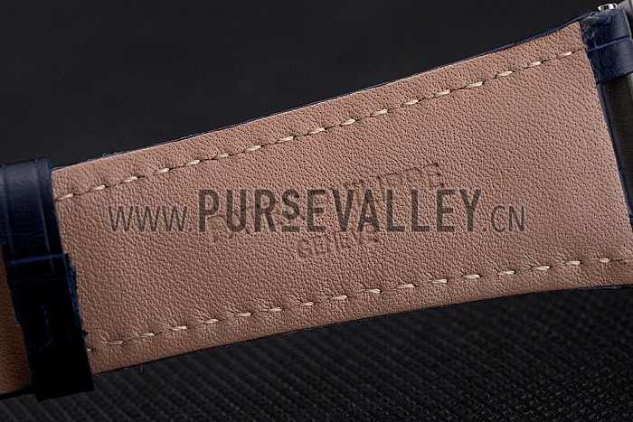 Patek Philippe Nautilus Blue Dial Stainless Steel Case Blue Leather Strap