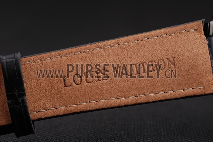 Louis Vuitton Tambour LV277 Tourbillon Black Dial Black PVD Case Black Leather Strap