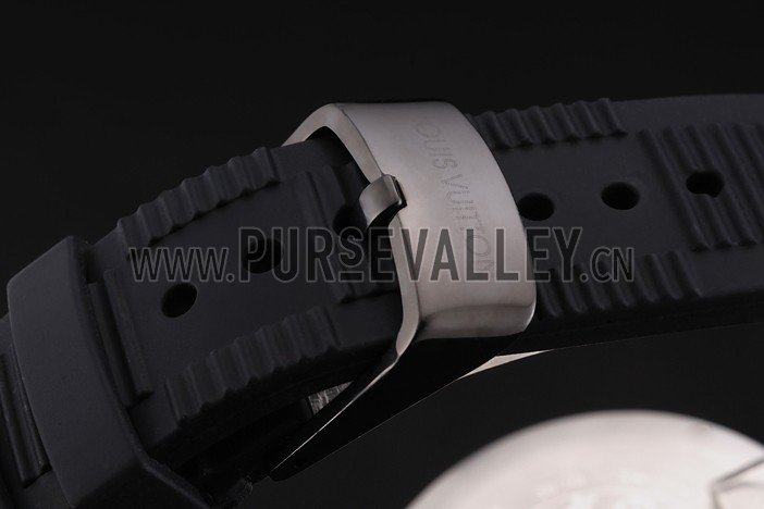Louis Vuitton Tambour In Black Chronograph Black Dial Black Case Black Rubber Strap