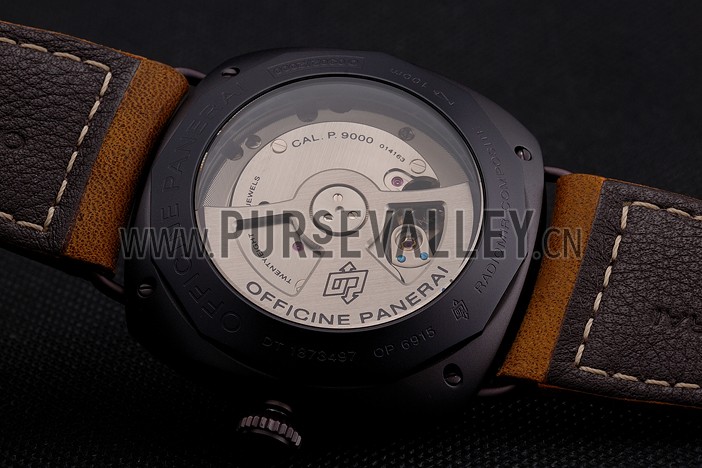 Swiss Panerai Radiomir Black Seal Brown Dial Black Case Brown Leather Strap