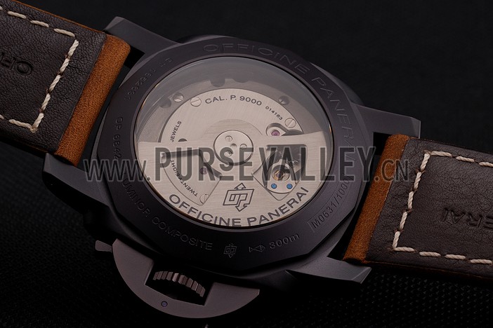 Swiss Panerai Luminor Marina 1950 3 Days Brown Dial Black Case Brown Leather Strap