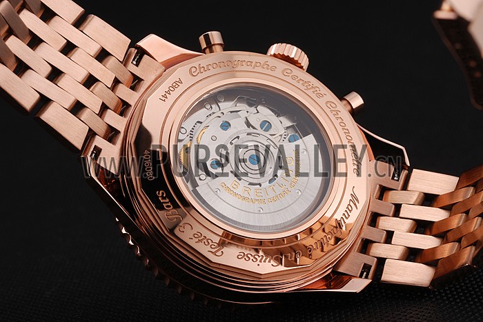 Swiss Breitling Navitimer Black Dial Rose Gold Case And Bracelet