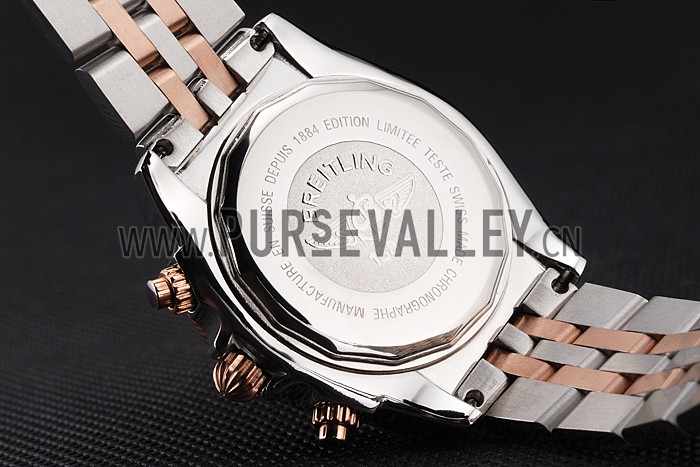 Breitling Chronomat Quartz Pearl Dial Rose Gold Bezel Stainless Steel Case Two Tone Bracelet