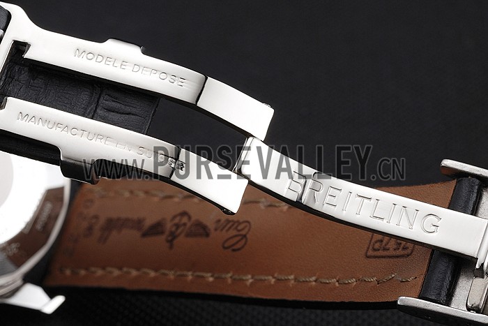 Swiss Breitling Navitimer Cosmonaute Black Dial Stainless Steel Case Black Leather Strap