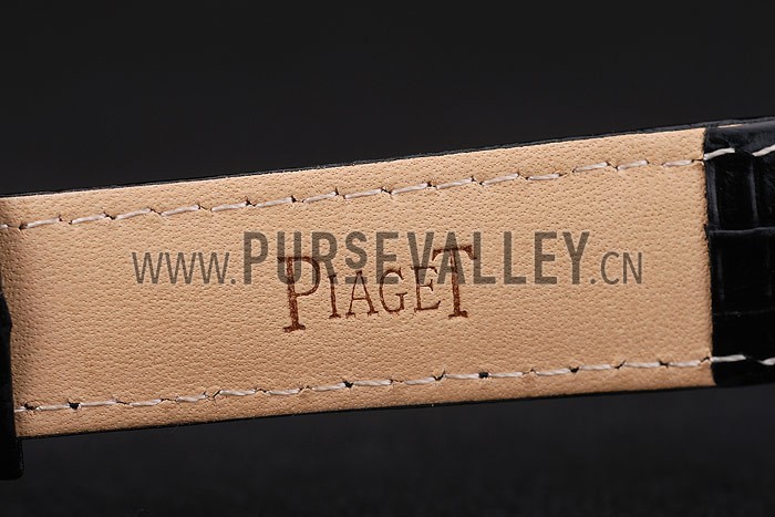 Piaget Swiss Traditional Grey Dial Black Leather Strap 7627