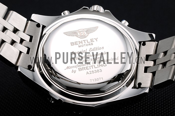 Breitling Bentley Chronograph Black Dial Stainless Steel Strap 98192