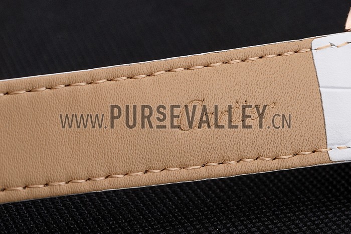 Cartier Tank MC Gold Diamond Case White Dial White Leather Strap 622169