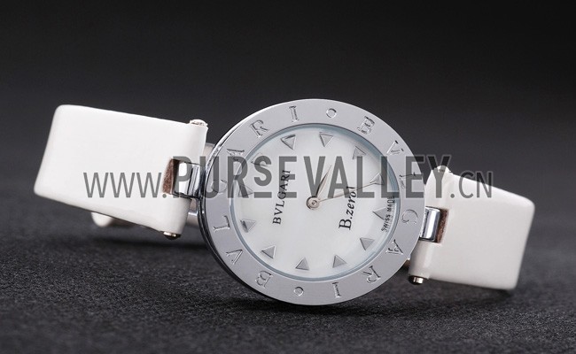 Bvlgari B.ZERO1 25mm White Dial Stainless Steel Case And Bezel White Leather Bracelet