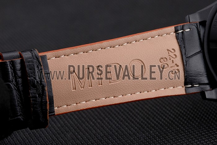 Mido Multifort Cronograph All Black & Orange Dial Black Leather Strap 622181