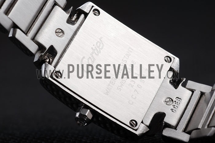 Cartier Tank Anglaise 20mm White Dial Diamonds Steel Case Stainless Steel Bracelet