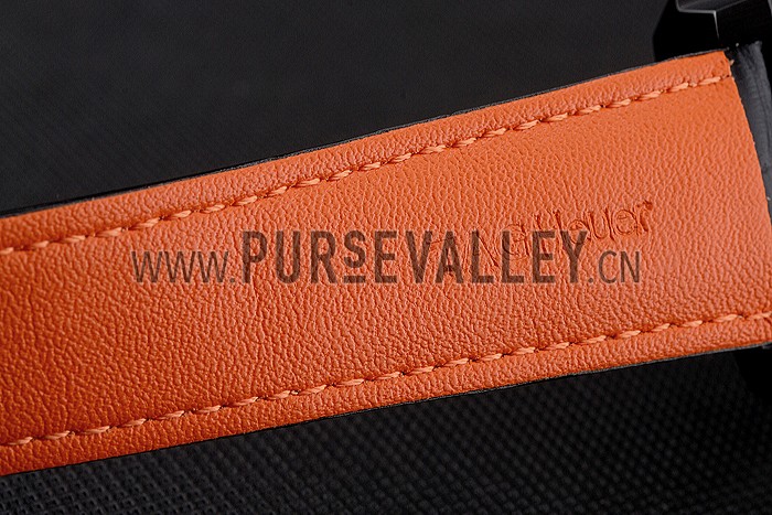 Tag Heuer Monaco Calibre 36 Blue And Orange Stripes Dial Black Leather Strap 622302