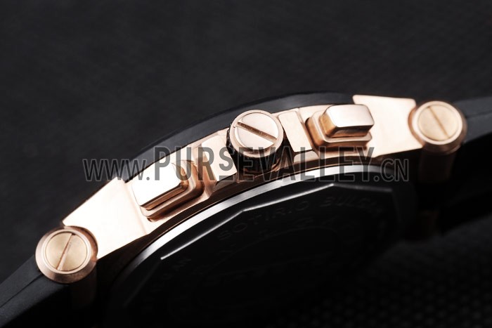 Bvlgari Diagono 36mm Black Dial Gold Case With Diamonds Black Rubber Bracelet