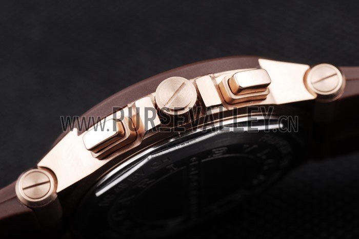 Bvlgari Diagono 36mm White Dial Rose Gold Case Brown Rubber Bracelet