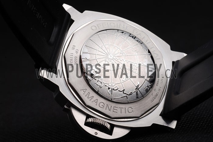 Panerai Luminor Brushed Stainless Steel Case Black Dial Black Rubber Strap 98163