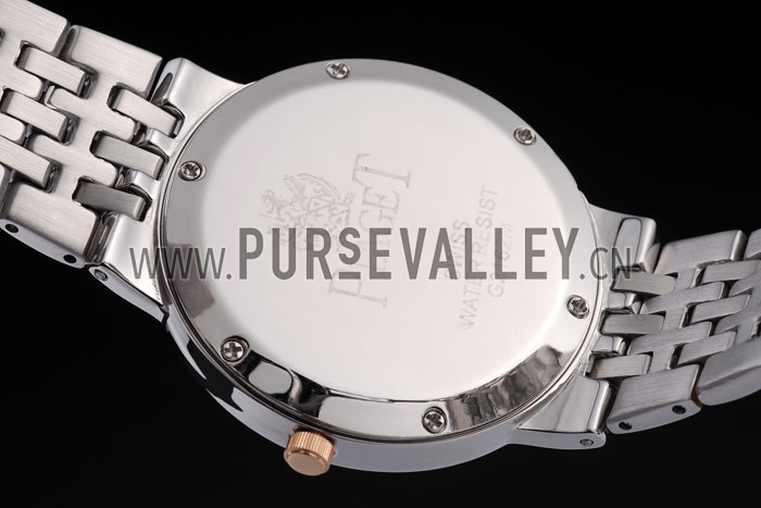 Piaget Traditional Rose Gold Case Double Studded Minute Markers Silver Dial