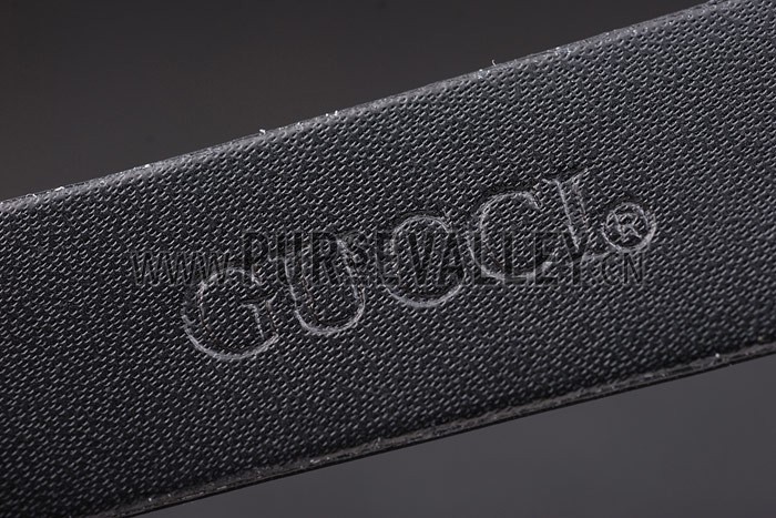 Gucci Polished Rose Gold Bezel Dark Green Dial Black Leather Strap