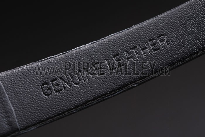 Gucci Small Polished Stainless Steel Bezel White Dial Black Leather Strap