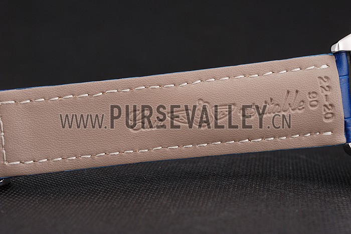 Breitling Chronomat Patrouille De France Blue Dial Stainless Steel Case Blue Leather Strap