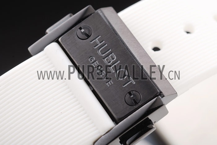 Hublot Big Bang Black Bezel Black Dial White Rubber Strap