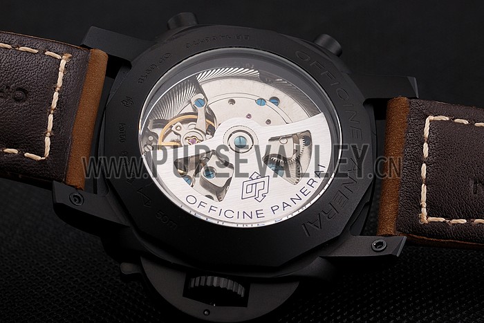 Panerai Luminor 1950 3 Days Chrono Flyback Black Dial Black Case Brown Leather Strap