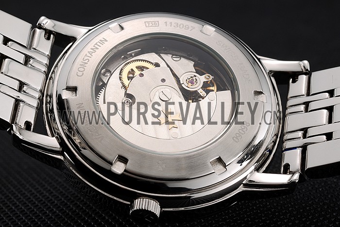 Vacheron Constantin Tourbillon White Dial Blue Numerals Stainless Steel Case Two Tone Steel Blue Bracelet