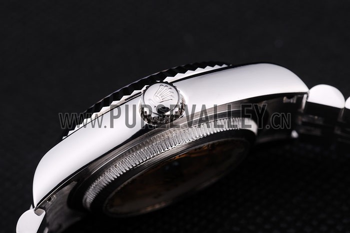 Rolex Datejust Black Dial Diamonds Ribbed Bezel 7456