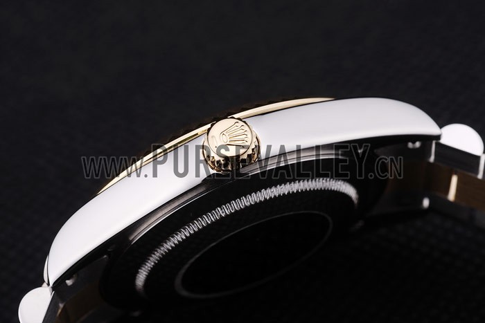 Rolex Datejust Grey Dial Gold Ribbed Bezel 7479