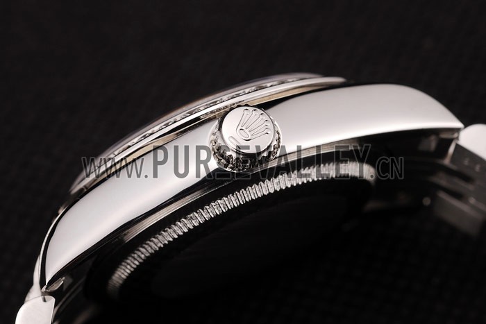 Rolex DateJust Brushed Stainless Steel Case Orange Flowers Dial Diamonds Plated