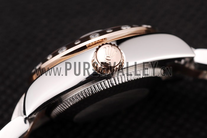 Rolex DateJust Brushed Stainless Steel Case Brown Dial Diamond Plated