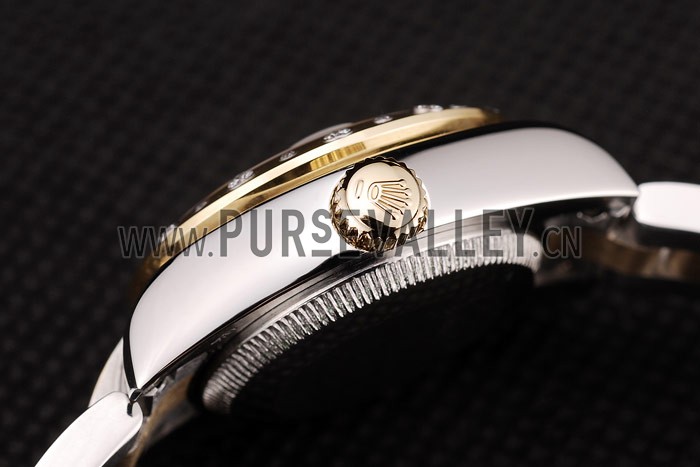 Rolex DateJust Brushed Stainless Steel Case White Dial Diamond Plated