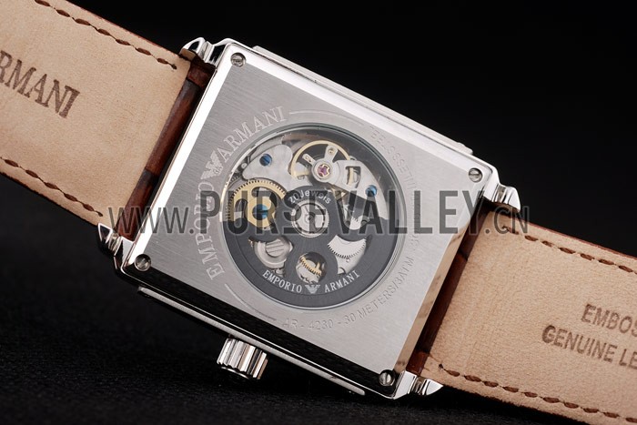 Emporio Armani Meccanico Brown Leather Strap Open Dial 98255