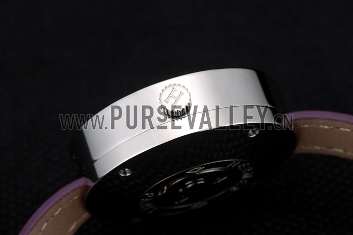 Hermes Classic MOP Dial Purple Elongated Leather Strap