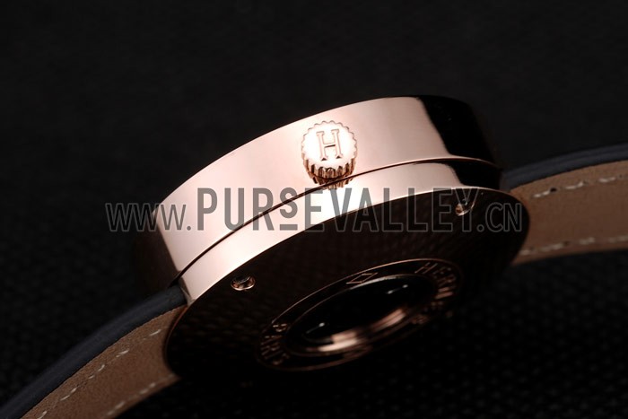 Hermes Classic MOP Dial Black Leather Strap