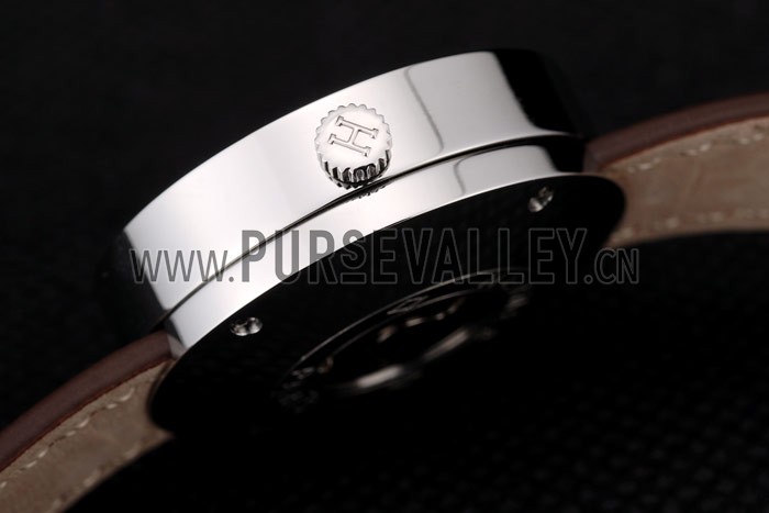 Hermes Classic MOP Dial Brown Leather Strap