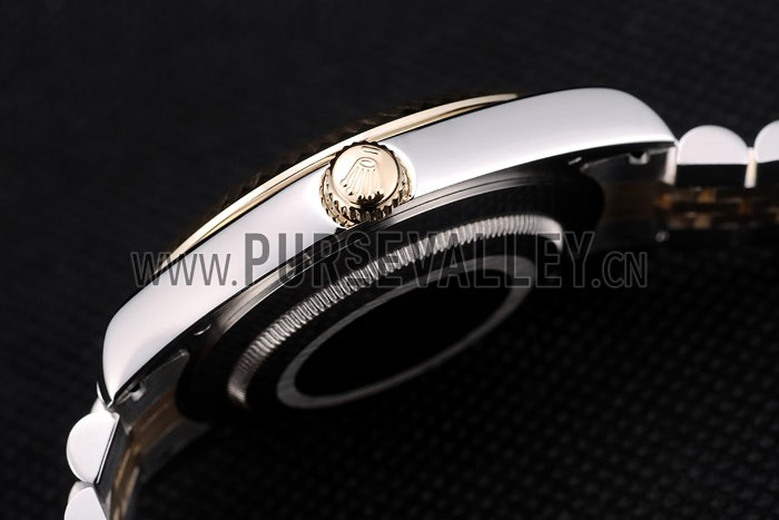 Rolex DateJust Gold Stainless Steel Ribbed Bezel Goldish Dial 41978