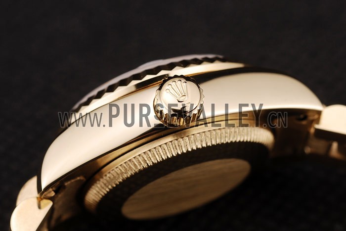 Rolex DateJust Ribbed Pattern Gold Bezel Gold Dial
