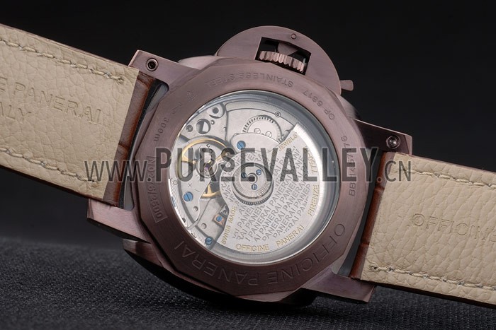 Panerai Luminor Brown Leather Strap Black Dial 80161