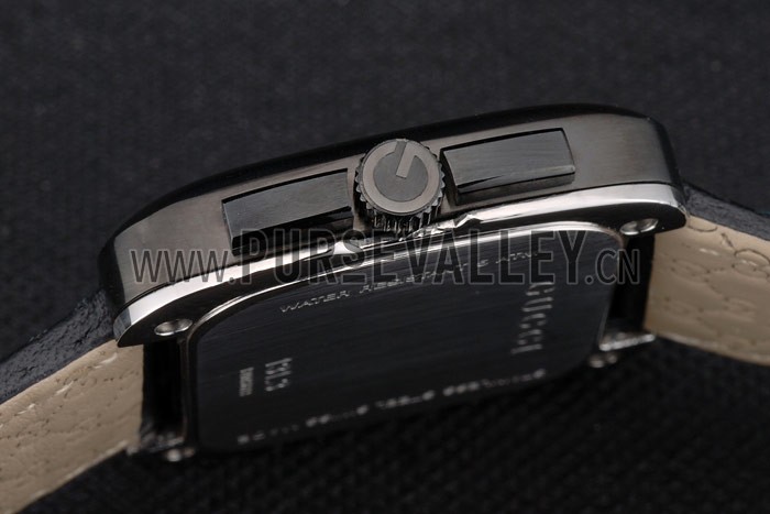 Gucci Black Leather Strap Black Ceramic Bezel Black Dial 80220