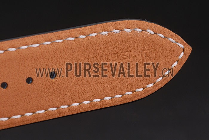 Hermes Heure H Rose Gold Diamond Encrusted Bezel Blue Leather Strap White Dial 80238