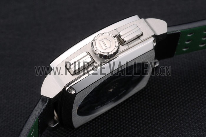 Tag Heuer Monaco Black-Green Perforated Leather Strap Black Dial 80308