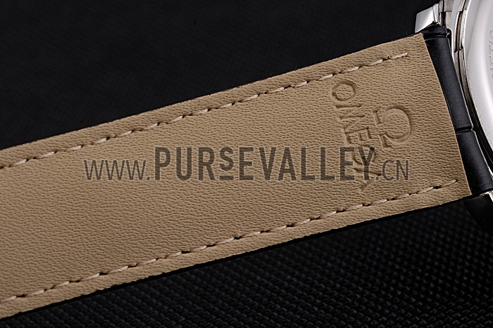 Omega Tresor Master Co-Axial Black Dial Stainless Steel Case Black Leather Strap