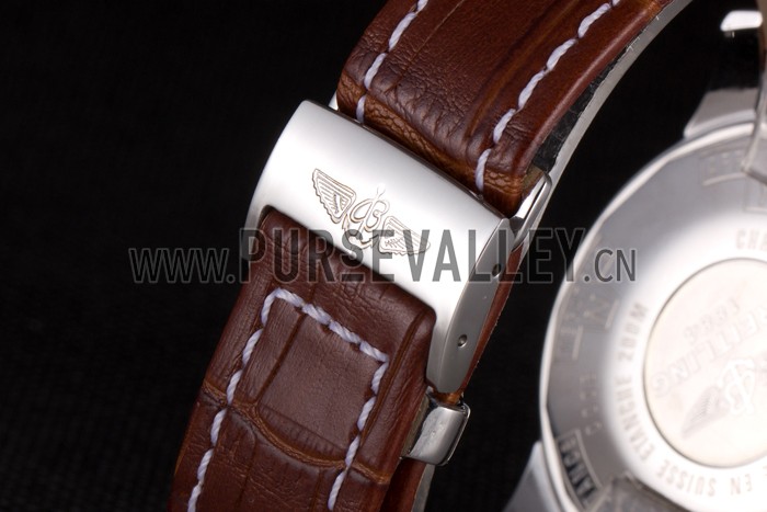 Breitling Transocean White Dial Light Brown Leather Strap Rose Gold Bezel