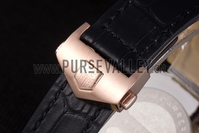 Tag Heuer Carrera Stainless Steel Case Black Dial Black Leather Strap