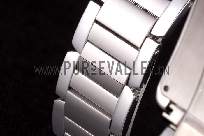 Cartier Tank Anglaise 36mm Silver Dial Diamonds Steel Case Two Tone Bracelet