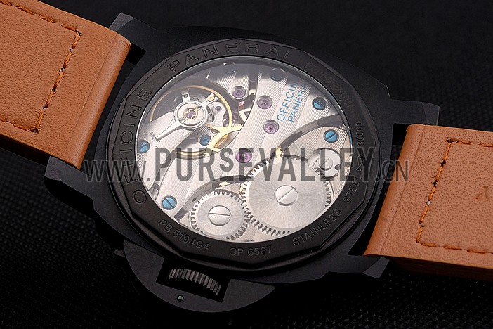 Panerai Luminor Ion Plated Stainless Steel Bezel Orange Leather Bracelet 622309